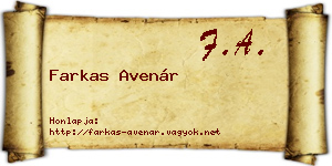 Farkas Avenár névjegykártya